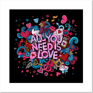 Cute Fun Colorful Heart Doodle Art Love Posters and Art